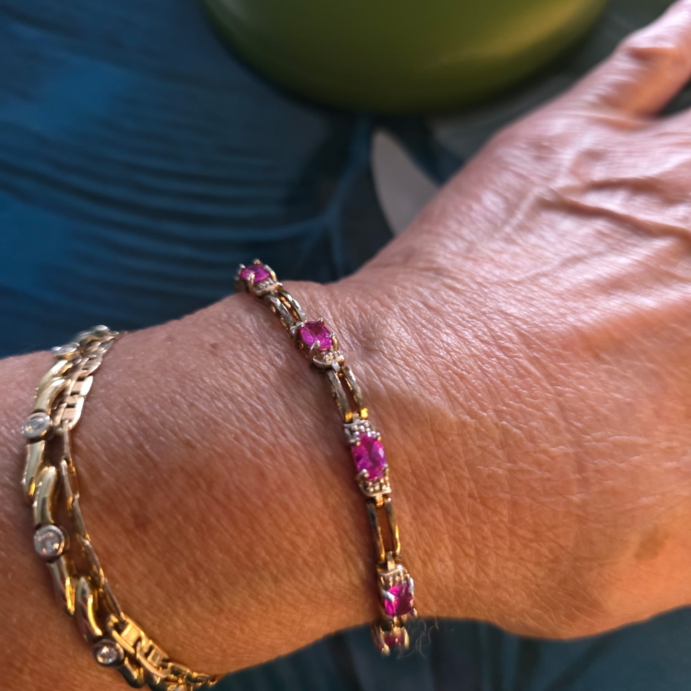 Pink Sapphire Sterling Silver Vermiel Braclet